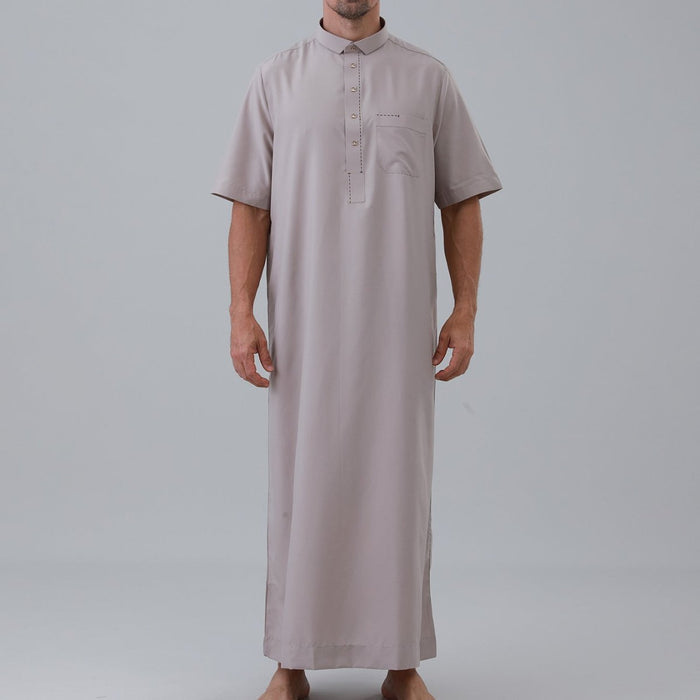 Men's Solid Color Thobe with Button Placket (MT038)