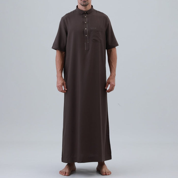 Men's Solid Color Thobe with Button Placket (MT038)