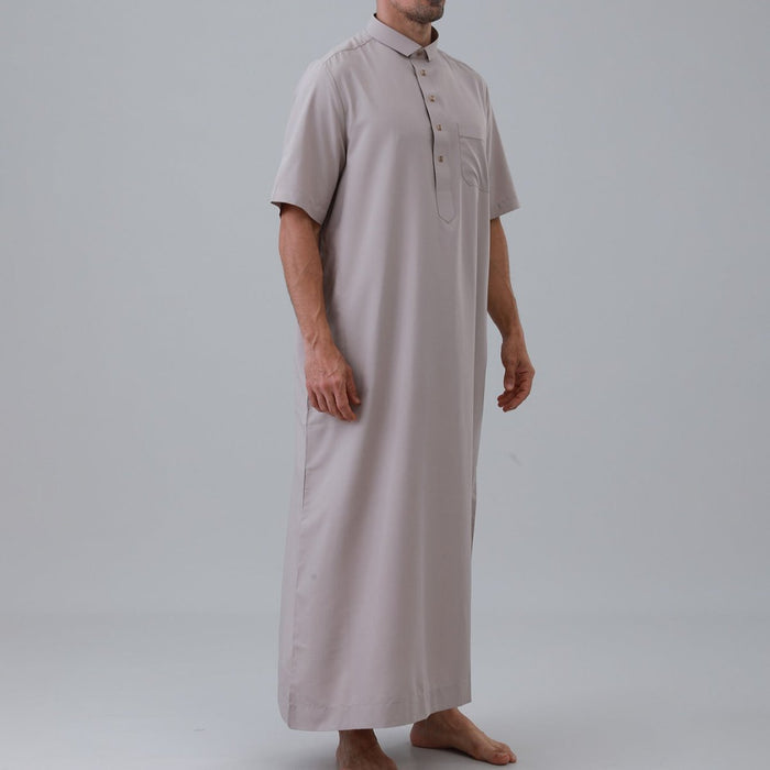 Men's Solid Color Thobe with Button Placket (MT038)