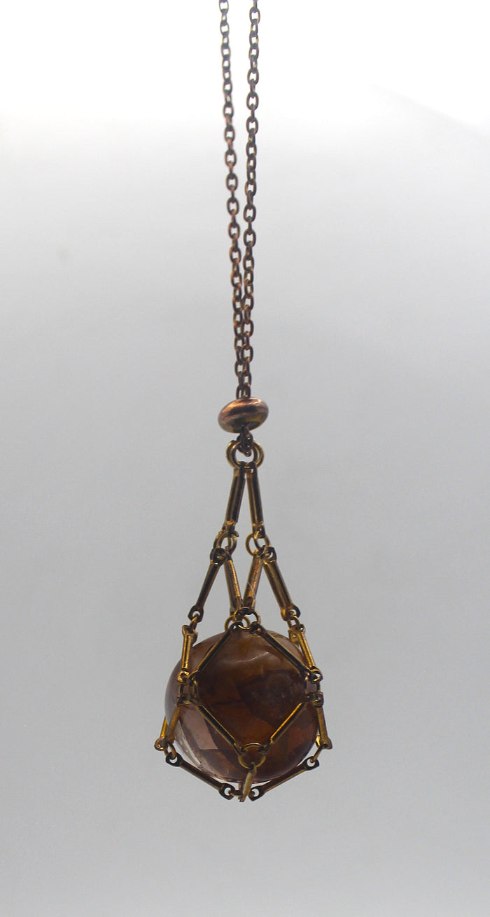 Metal Crystal Cage Necklace