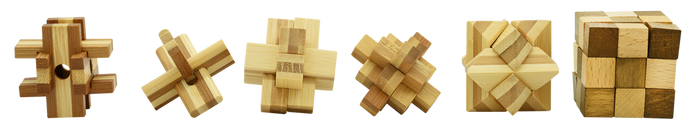 Mini Wooden Brainteaser Puzzles - 6pk