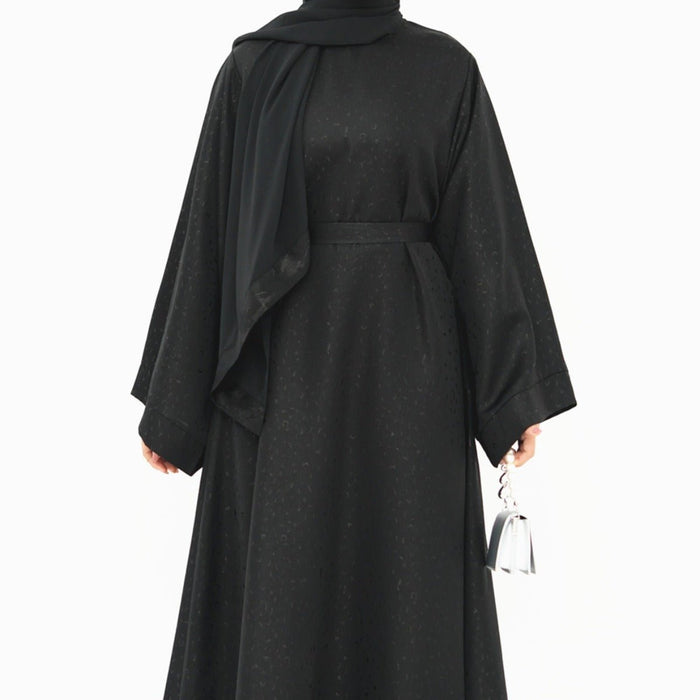 Modest  Elegant Solid Color Abaya Robe with Wide Sleeves & Detachable Belt(MA279)