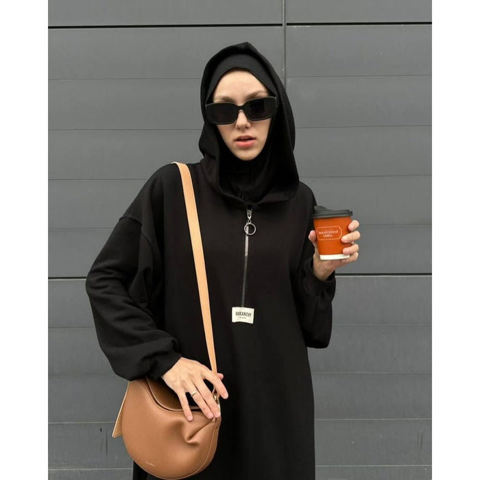 Modest Hooded Dress | Muslim Women's Long Sleeve  Casual Abaya (MA257)