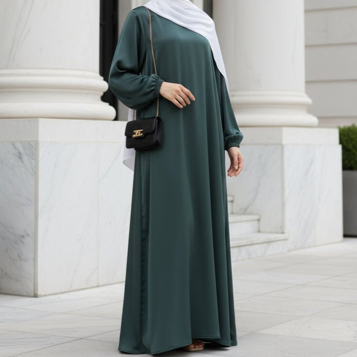 Modest Luxury Premium Satin Abaya | Umbrella Cut A-Line Abaya with Pockets (MA311)