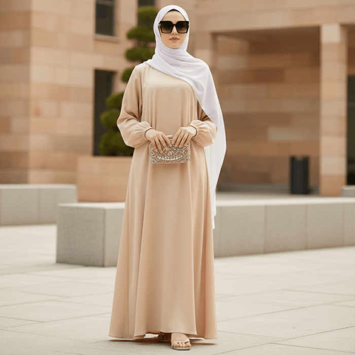 Modest Luxury Premium Satin Abaya | Umbrella Cut A-Line Abaya with Pockets (MA311)