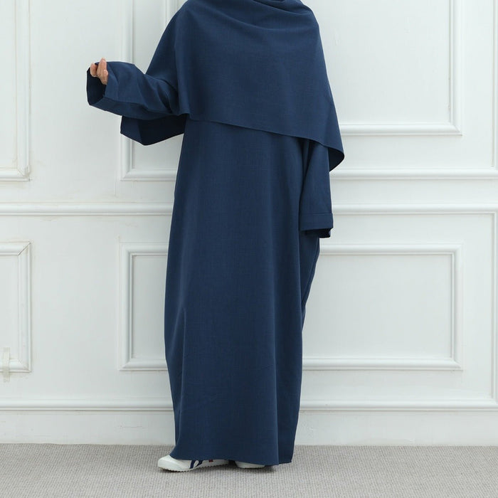 Modest Luxury Robe Dress Set | Premium Muslim Solid Color Two-Piece Abaya (MA249)