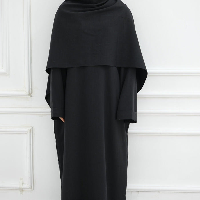 Modest Luxury Robe Dress Set | Premium Muslim Solid Color Two-Piece Abaya (MA249)