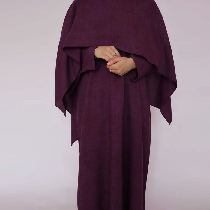 Modest Luxury Robe Dress Set | Premium Muslim Solid Color Two-Piece Abaya (MA249)