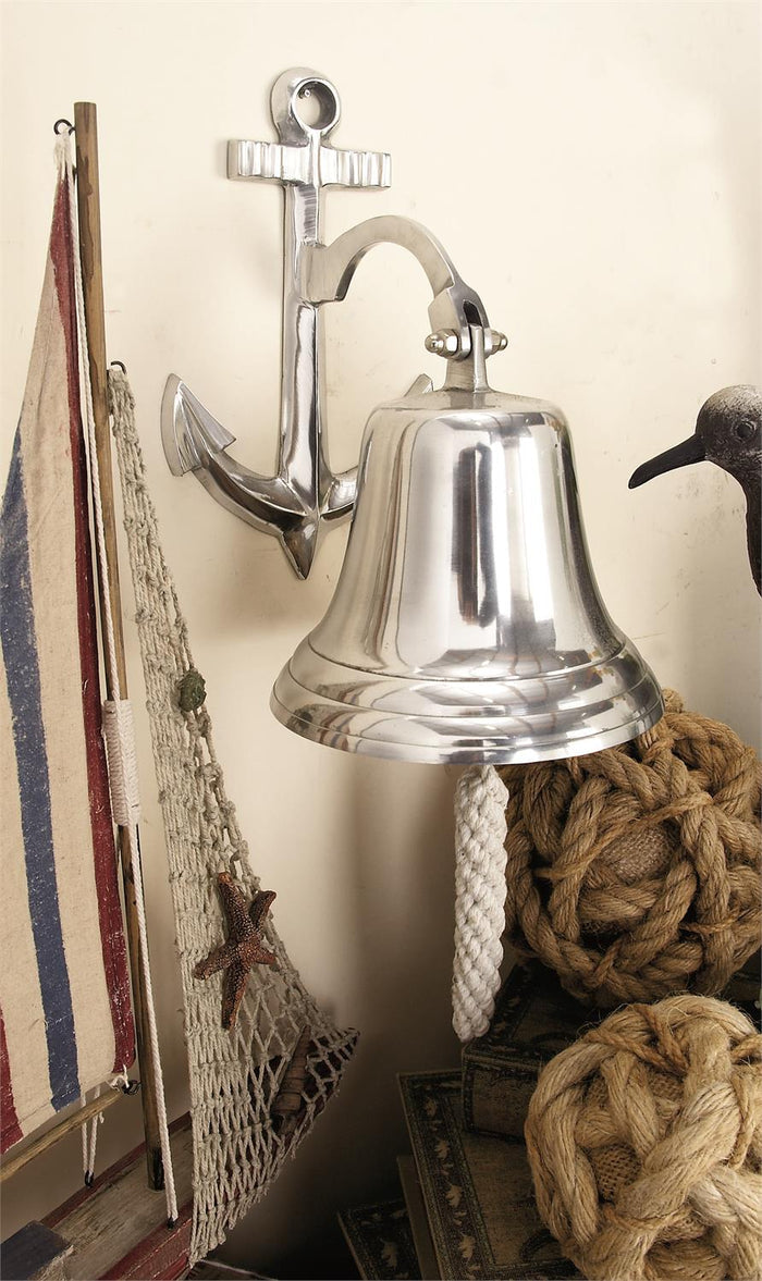 Nautical Silver Aluminum Anchor Wall Bell