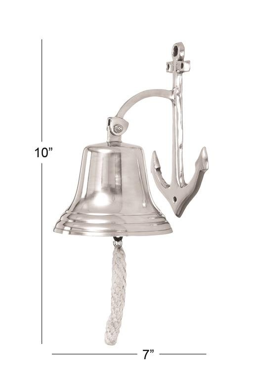 Nautical Silver Aluminum Anchor Wall Bell