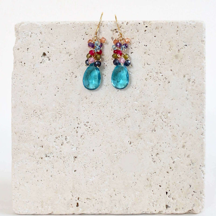 Neon Blue Quartz Bala Earrings