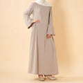 Nida Flared Maxi Dress with Pleated A-Line Skirt & Wide Bell Sleeves(MS435)