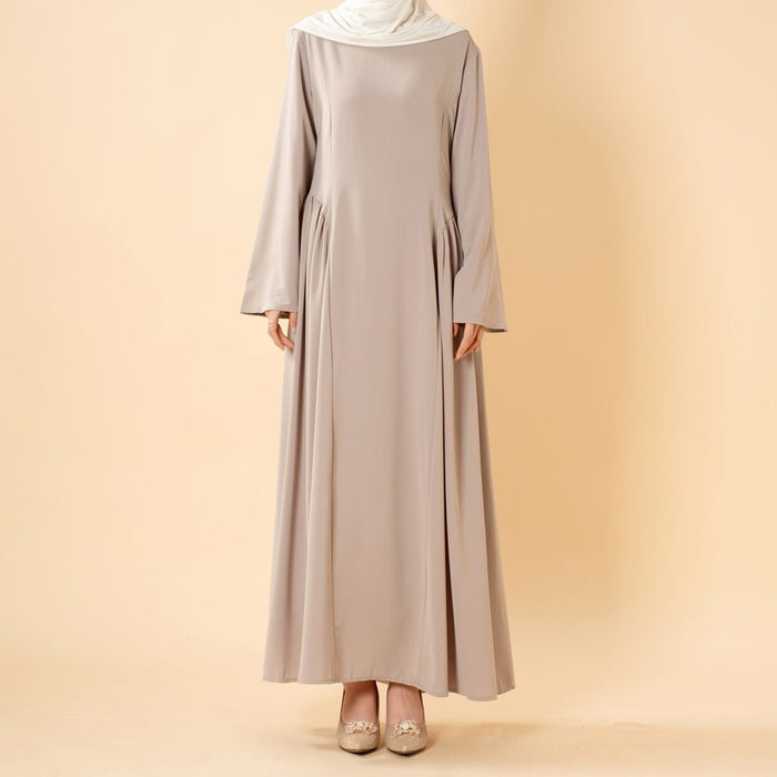 Nida Flared Maxi Dress with Pleated A-Line Skirt & Wide Bell Sleeves(MS435)