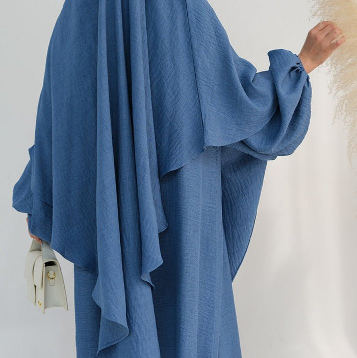 Nursing Abaya & Khimar Set | Bubble Sleeve Breastfeeding Dress(MK025)