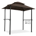 Outdoor Grill Gazebo With Double Tier Soft Top Canopy, Steel Frame, Bar Counters & Hook