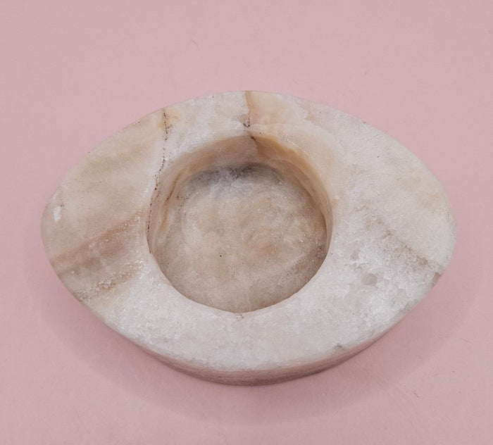 Oval Onyx Candle Holder – 3.7x2.6x1.2"