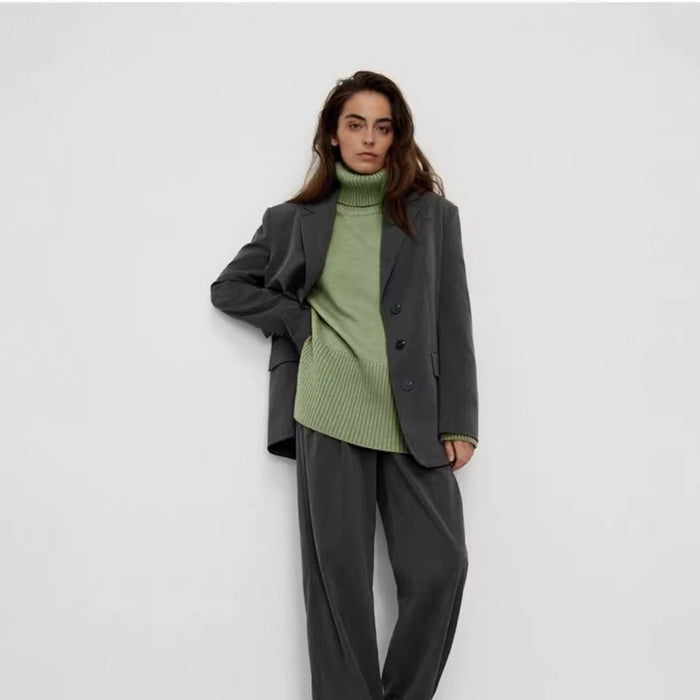 Oversized Turtleneck Sweater with Side Slits(MS251)
