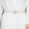 Pearl Elastic Waist Belt | Rhinestone Flower Stretch Belt(MAC362)