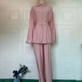 Peplum Shirt & Wide-Leg Trousers Co-ord Set(MS481)