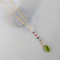 Peridot Green Quartz Yoga Pendant Necklace - Gold