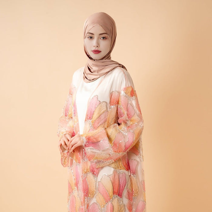 Petal Glow Hand-Embroidered Open Abaya — Secret Garden Series (MOA295)