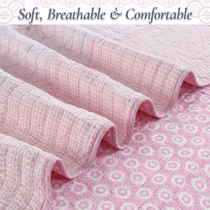 Pink Floral Whimsy - Cotton Quilt Bedding Set