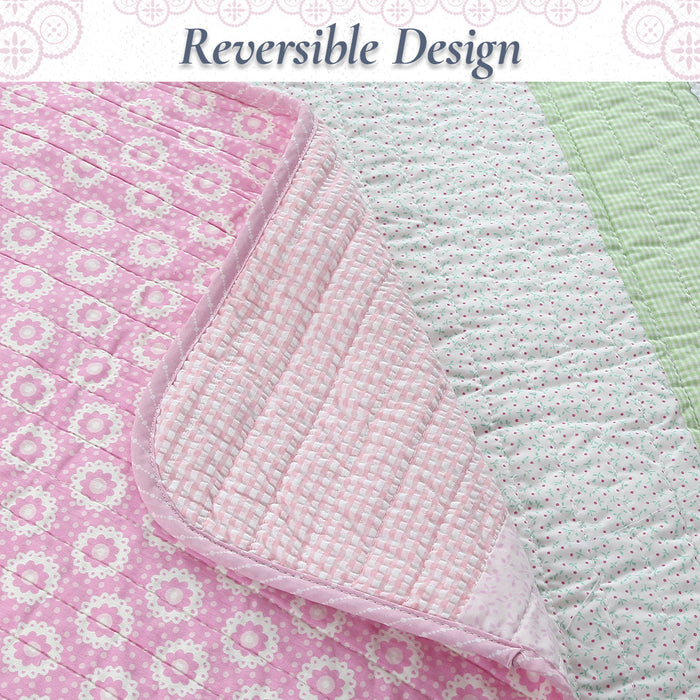 Pink Floral Whimsy - Cotton Quilt Bedding Set