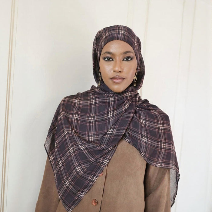Plaid & Houndstooth Hijab Scarf (MH213)