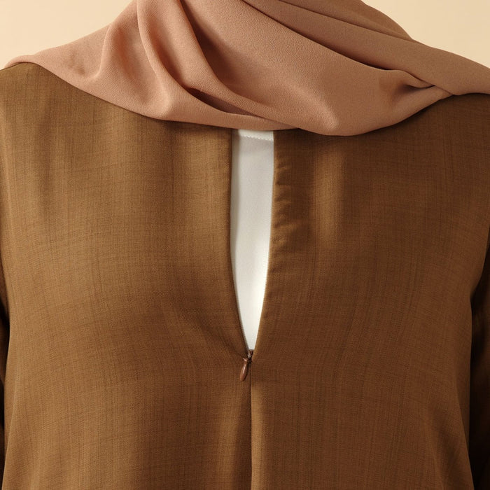 Plain Linen Abaya 3-Piece Set (MOA016)