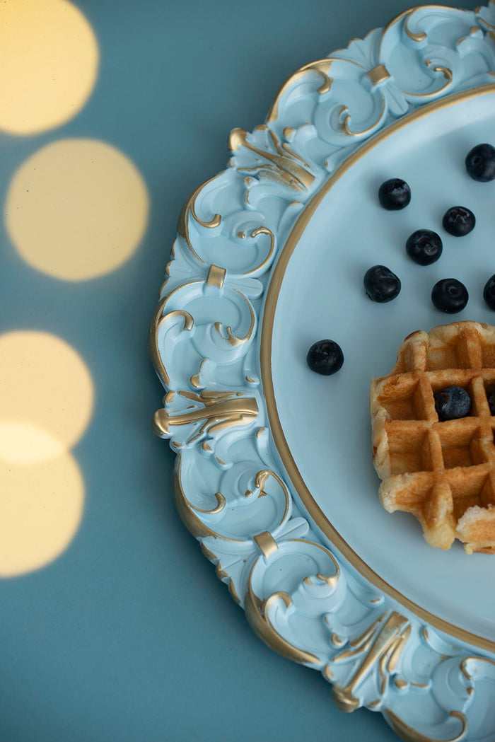 Plastic Charger Plate (Set of 6) - Blue / Gold