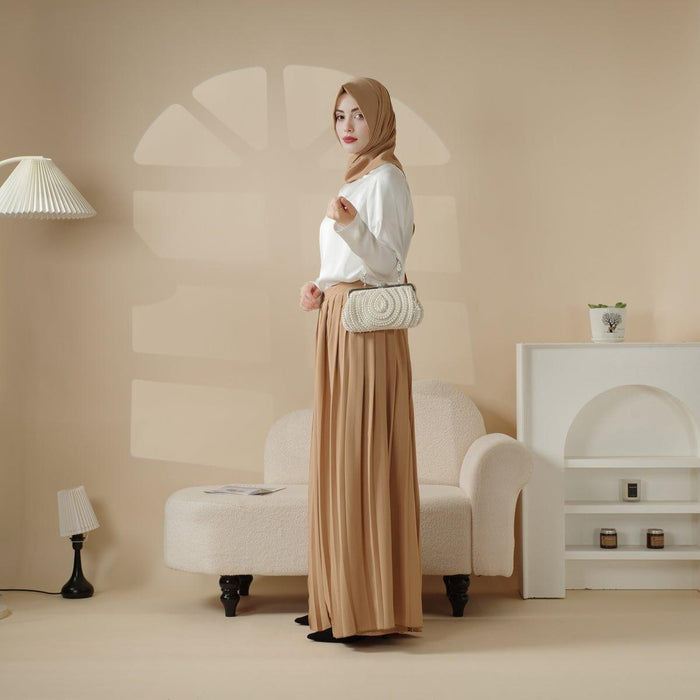 Pleated Overskirt, Wide-Cut Pants & Matching Hijab Set (MS025)
