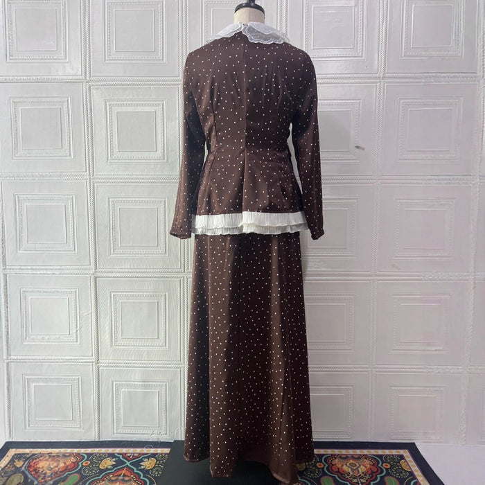 Polka Dot Blazer & Skirt Set | Lace Trim Two-Piece Outfit(MS248)