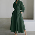 Polo Collar Long Sleeve Maxi Dress(MS116)