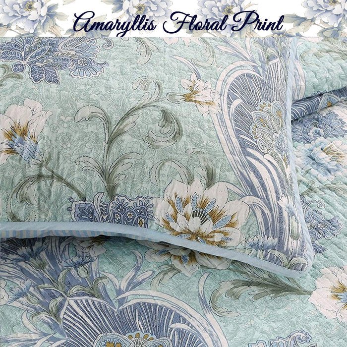 Porcelain Vase Cotton 3-Piece Reversible Quilt Bedding Set