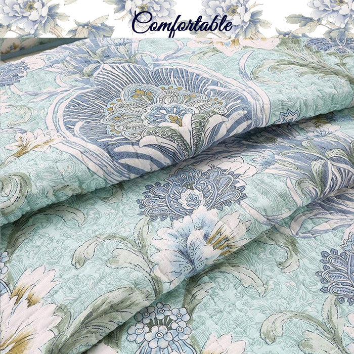 Porcelain Vase Cotton 3-Piece Reversible Quilt Bedding Set