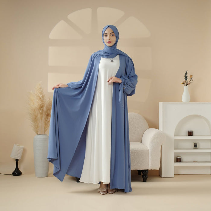 Premium Ribbon Sleeve Abaya: An Elegant Four-piece Abaya Set (MOA105)