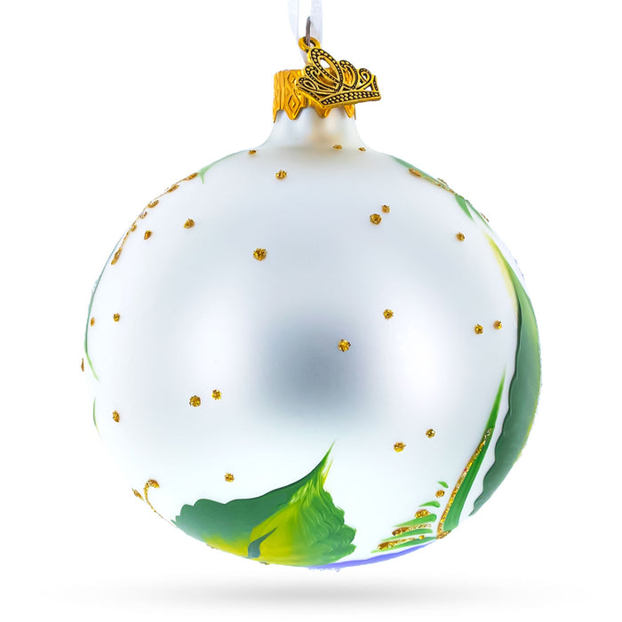 Purple Pansy Flowers Glass Christmas Ornament 3.25 Inches