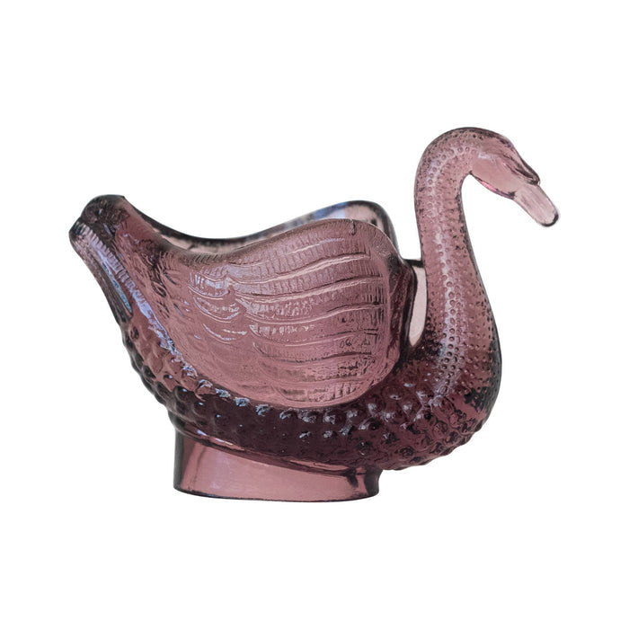 Purple Recycled Glass Swan Toothpick & Spoon Dish