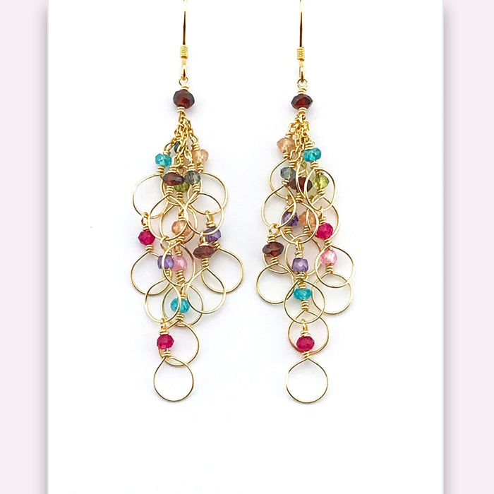 Rainbow Chain Loop Earrings