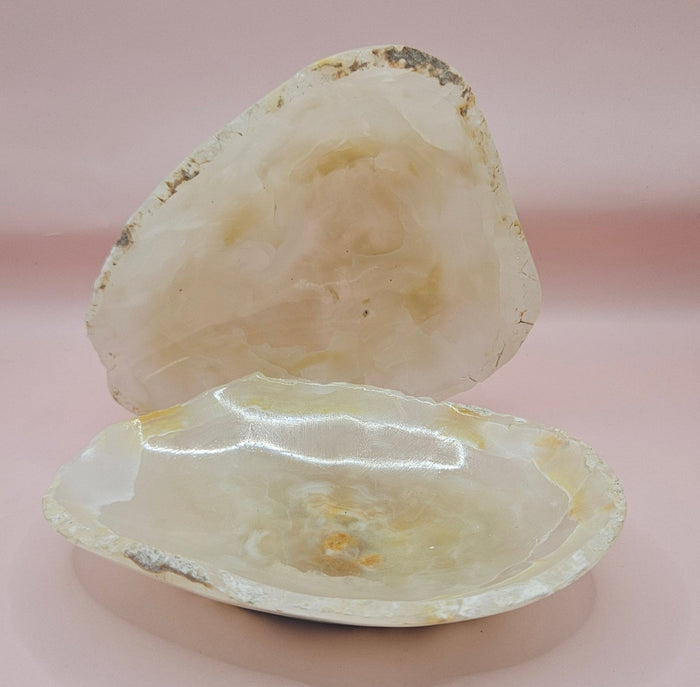 Raw Edge Onyx Dish – Cream Oval Stone Tray 6x4.5"