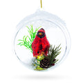 Red Cardinal Bird Encased in Glass Ball Christmas Ornament