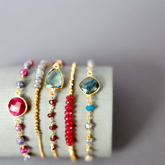 Red Jade Adjustable Stacking Bracelet