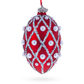 Red Pearl Lattice Glass Egg Ornament 4 Inches