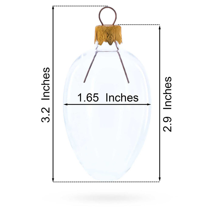 Red with White Glitter Snowflake Lace Design Mini Glass Egg Ornament 2.9 Inches