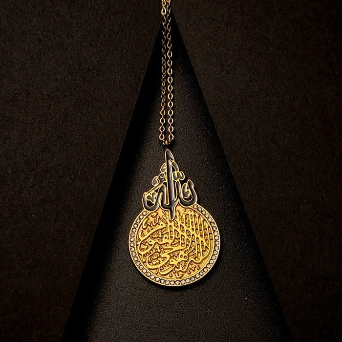Retro Round Zircon Ultra-Shiny Stainless Steel Die-cast Oil Drop Contrast Necklace(MAC223)(WITH GIFT BOX)