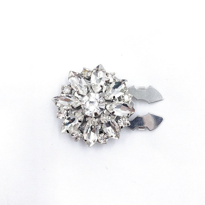 Rhinestone Button Covers | Crystal Flower Decorative Clips(MAC359)