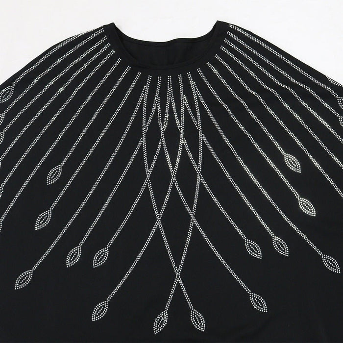 Rhinestone Embellished Butterfly Sleeve Abaya | Art Deco Kaftan Gown (MA374)