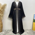 Rhinestones Open Abaya With Side Pockets (MOA046)