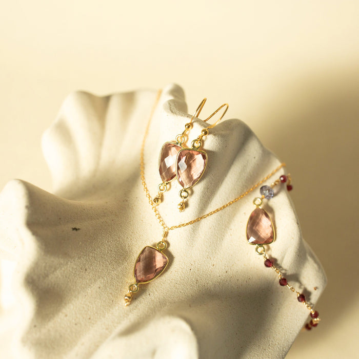 Rhodolite Garnet Gold Isla Earrings
