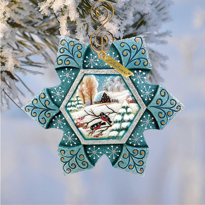 Robin Snowfall Sculpted Hand-Painted Christmas Ornament by G. DeBrekht - Wildlife Holiday Decor - 6102170